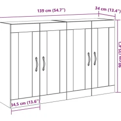 vidaXL Armarios de pared 2 pcs Roble artesanal 69,5 x 34 x 90 cm Roble artisan Discount