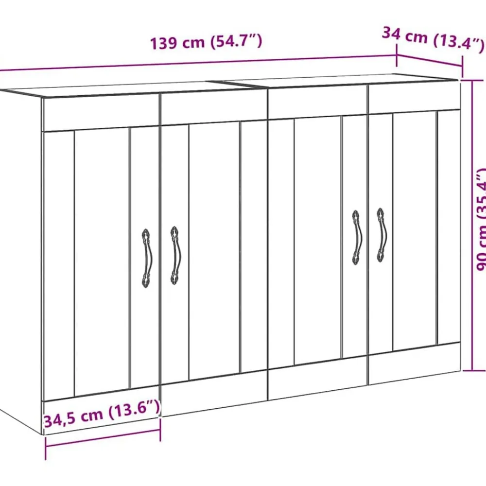 vidaXL Armarios de pared 2 pcs Roble artesanal 69,5 x 34 x 90 cm Roble artisan Discount