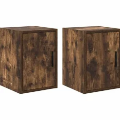 vidaXL Almacenamiento Industrial-Armarios de pared 2 uds para garaje madera