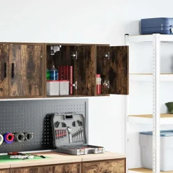 vidaXL Almacenamiento Industrial-Armarios de pared 2 uds para garaje madera