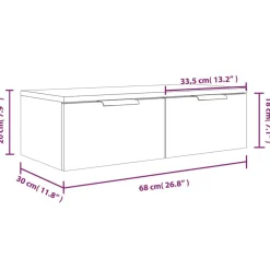 vidaXL Estanterías-Armarios de pared 2 uds contrachapada marrón roble 68x30x20 cm
