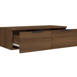 vidaXL Estanterías-Armarios de pared 2 uds contrachapada marrón roble 68x30x20 cm