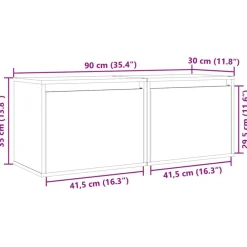 vidaXL Armarios de pared 2 uds madera maciza pino 45x30x35 cm Gris Outlet