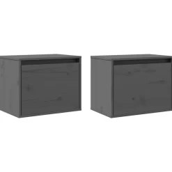 vidaXL Armarios de pared 2 uds madera maciza pino 45x30x35 cm Gris Outlet