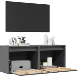 vidaXL Armarios de pared 2 uds madera maciza pino 45x30x35 cm Gris Outlet