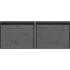 vidaXL Armarios de pared 2 uds madera maciza pino 45x30x35 cm Gris Outlet