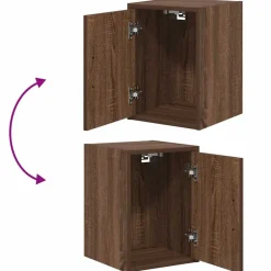 vidaXL Almacenamiento Industrial-Armarios de pared 2 uds para garaje madera marrón roble