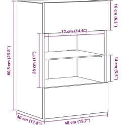 vidaXL Armarios de pared con luces LED para TV 2 uds envejecida 40x30x60,5cm Madera envejecida Online