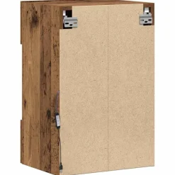 vidaXL Armarios de pared con luces LED para TV 2 uds envejecida 40x30x60,5cm Madera envejecida Online