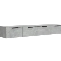 vidaXL Armarios de pared 2 uds contrachapada gris hormigón 68x30x20 cm Gris hormigón Hot