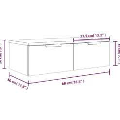 vidaXL Armarios de pared 2 uds contrachapada gris hormigón 68x30x20 cm Gris hormig&oacute;n Hot