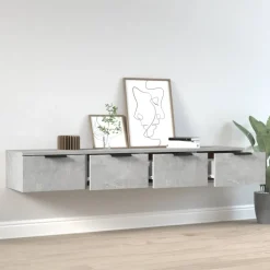vidaXL Armarios de pared 2 uds contrachapada gris hormigón 68x30x20 cm Gris hormig&oacute;n Hot