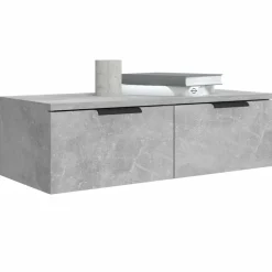 vidaXL Armarios de pared 2 uds contrachapada gris hormigón 68x30x20 cm Gris hormig&oacute;n Hot