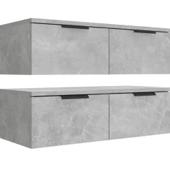 vidaXL Armarios de pared 2 uds contrachapada gris hormigón 68x30x20 cm Gris hormig&oacute;n Hot