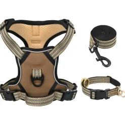 vidaXL Productos Para Mascotas-Arnés para perros con correa y collar ajustable marrón M