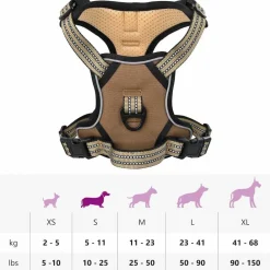vidaXL Arnés para perros con bandas reflectantes ajustables marrón S Marr&oacute;n Sale