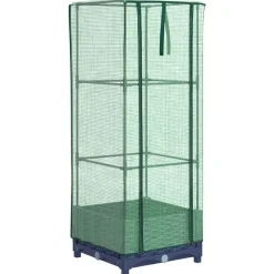 vidaXL Arriate con cubierta invernadero aspecto ratán 40x40x123 cm Gris azulado Online