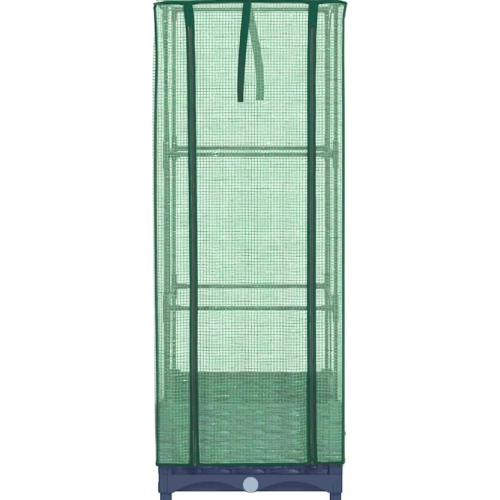 vidaXL Arriate con cubierta invernadero aspecto ratán 40x40x123 cm Gris azulado Online