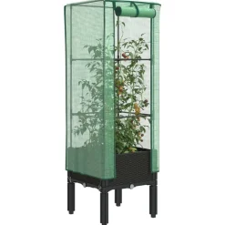 vidaXL Jardín-Arriate con cubierta invernadero aspecto ratán 40x40x140 cm