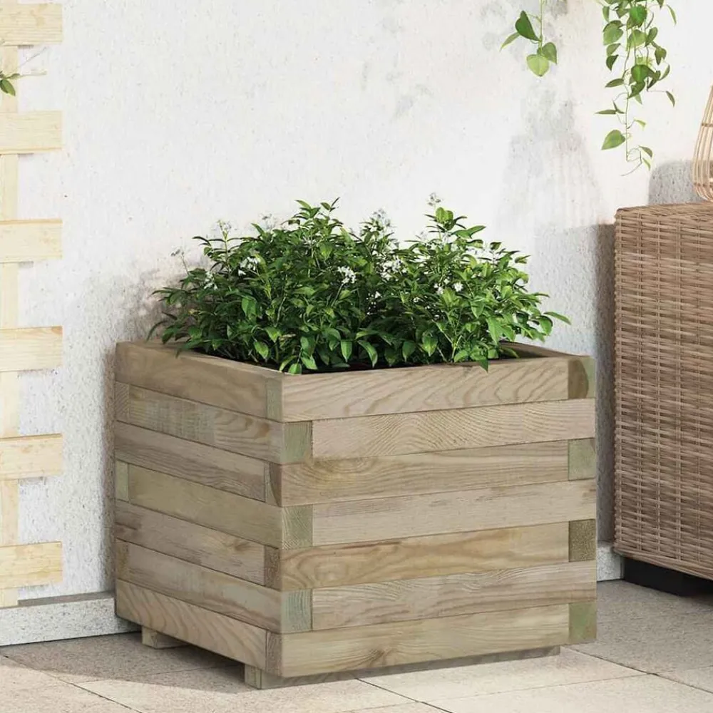 vidaXL Arriate cuadrado madera 50x50x40 cm Verde Best