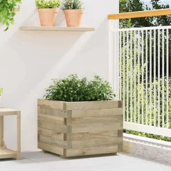 vidaXL Arriate cuadrado madera 50x50x40 cm Verde Best