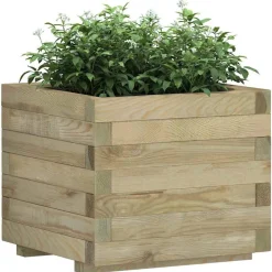 vidaXL Arriate cuadrado madera 50x50x40 cm Verde Best