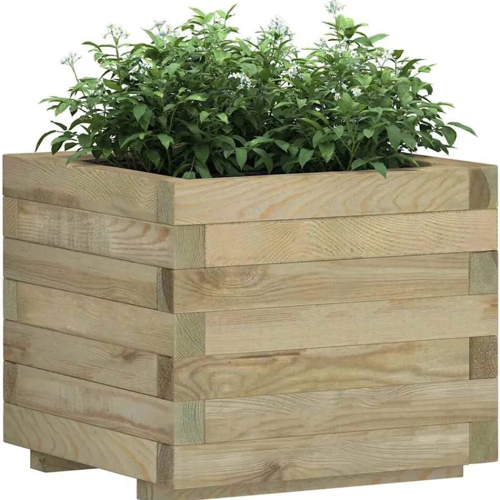 vidaXL Arriate cuadrado madera 50x50x40 cm Verde Best