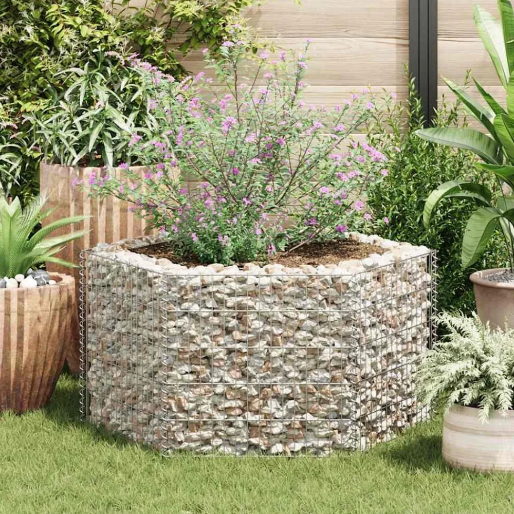 vidaXL Arriate hexagonal de gaviones 100x90x50 cm Hot