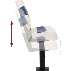 vidaXL Asiento de barco con pedestal altura ajustable 360° giratorio Blanco y azul New