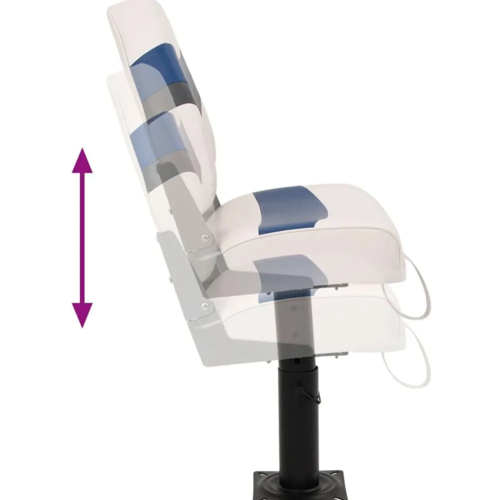 vidaXL Asiento de barco con pedestal altura ajustable 360° giratorio Blanco y azul New