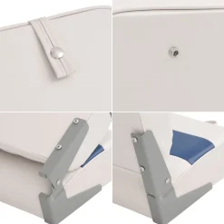 vidaXL Asiento de barco con pedestal altura ajustable 360° giratorio Blanco y azul New