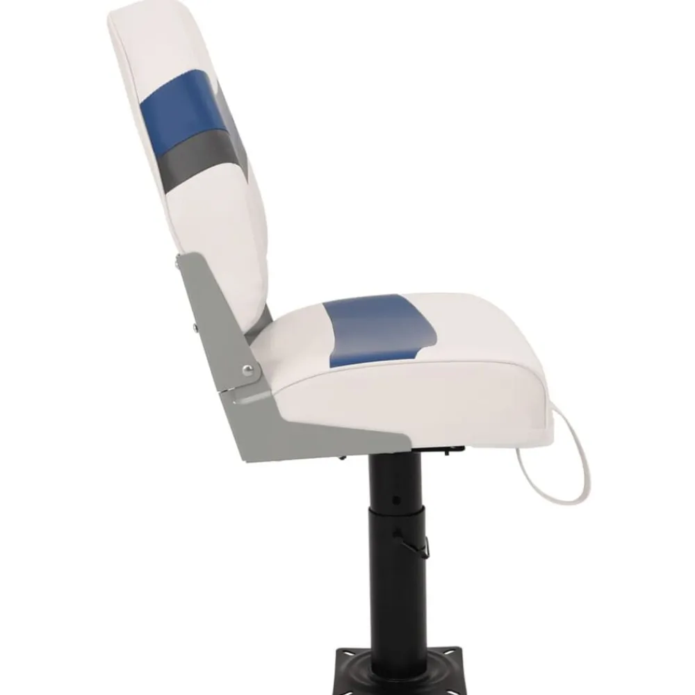vidaXL Asiento de barco con pedestal altura ajustable 360° giratorio Blanco y azul New