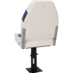 vidaXL Asiento de barco con pedestal altura ajustable 360° giratorio Blanco y azul New