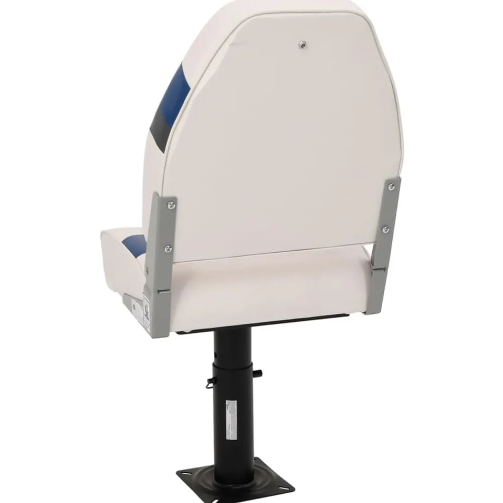 vidaXL Asiento de barco con pedestal altura ajustable 360° giratorio Blanco y azul New