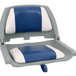 vidaXL Asiento de barco con pedestal altura ajustable 360° giratorio Azul y blanco