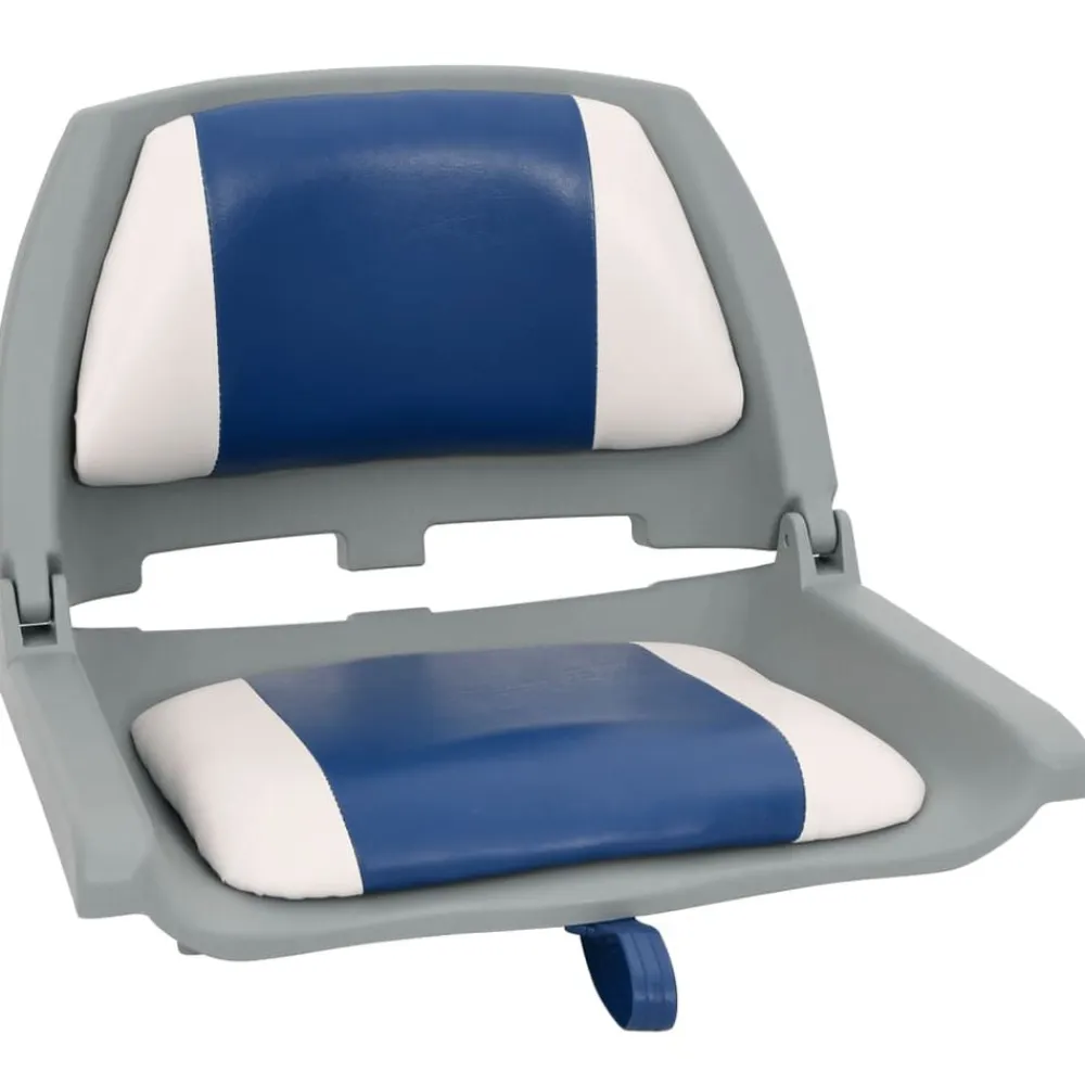 vidaXL Asiento de barco con pedestal altura ajustable 360° giratorio Azul y blanco