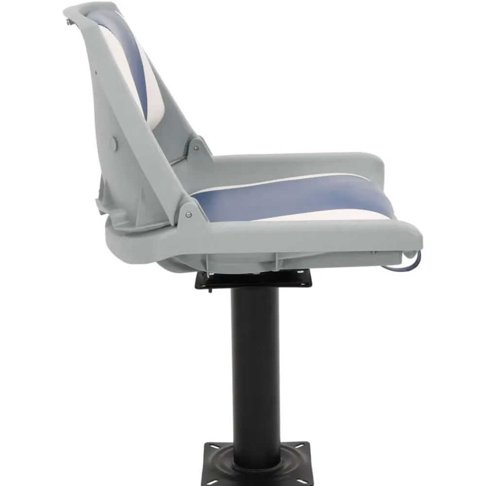 vidaXL Asiento de barco con pedestal altura ajustable 360° giratorio Azul y blanco