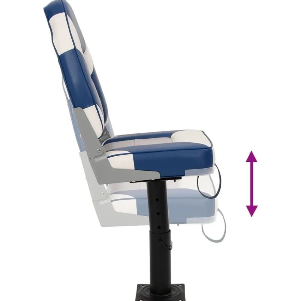 vidaXL Asiento de barco con pedestal altura ajustable 360° giratorio Blanco y azul Sale