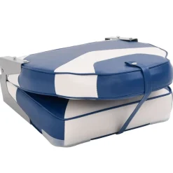 vidaXL Asiento de barco con pedestal altura ajustable 360° giratorio Blanco y azul Sale