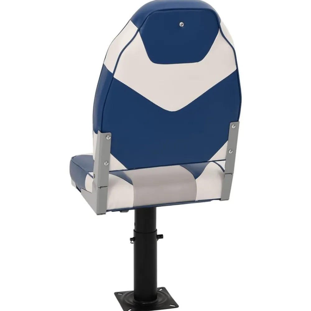 vidaXL Asiento de barco con pedestal altura ajustable 360° giratorio Blanco y azul Sale