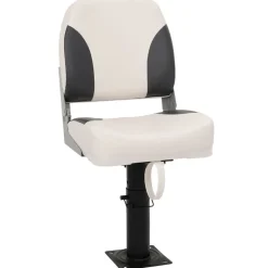 vidaXL Asiento de barco con pedestal altura ajustable 360° giratorio Blanco y negro Online