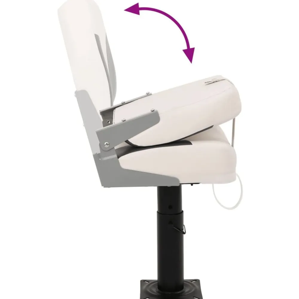 vidaXL Asiento de barco con pedestal altura ajustable 360° giratorio Blanco y negro Online