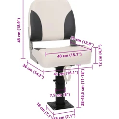 vidaXL Asiento de barco con pedestal altura ajustable 360° giratorio Blanco y negro Online