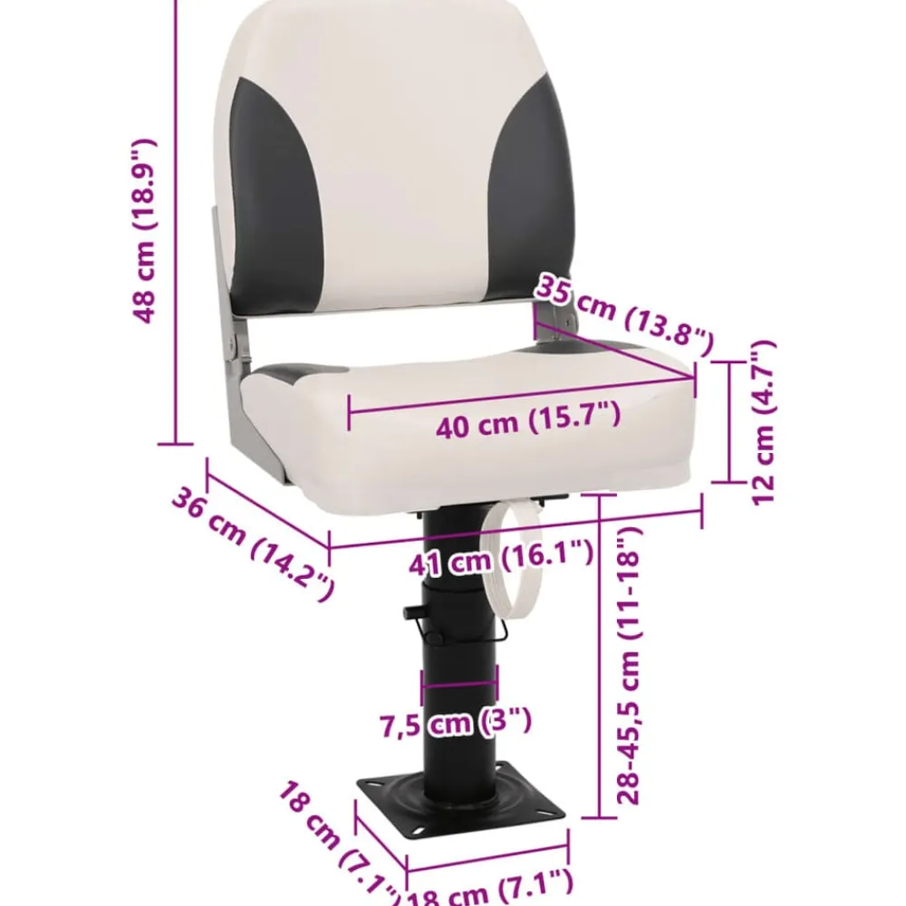 vidaXL Asiento de barco con pedestal altura ajustable 360° giratorio Blanco y negro Online