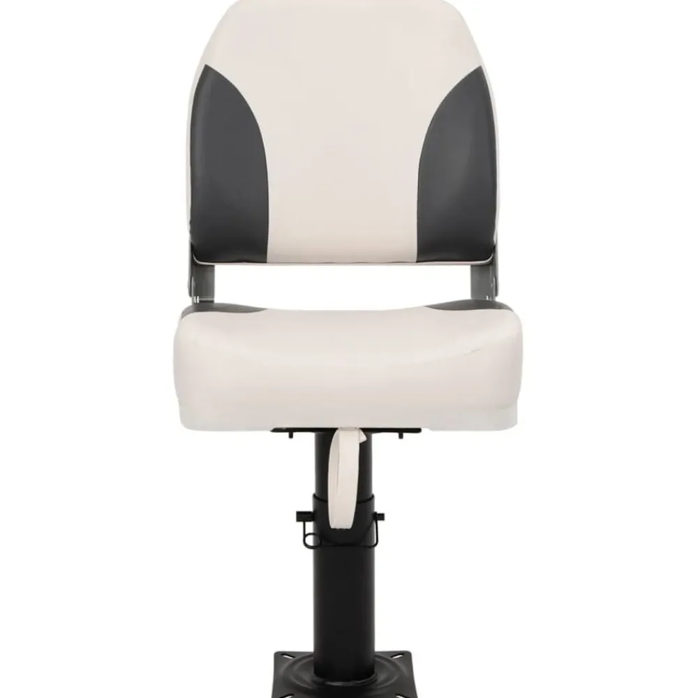 vidaXL Asiento de barco con pedestal altura ajustable 360° giratorio Blanco y negro Online