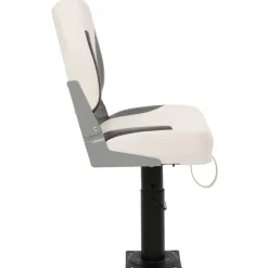 vidaXL Asiento de barco con pedestal altura ajustable 360° giratorio Blanco y negro Online