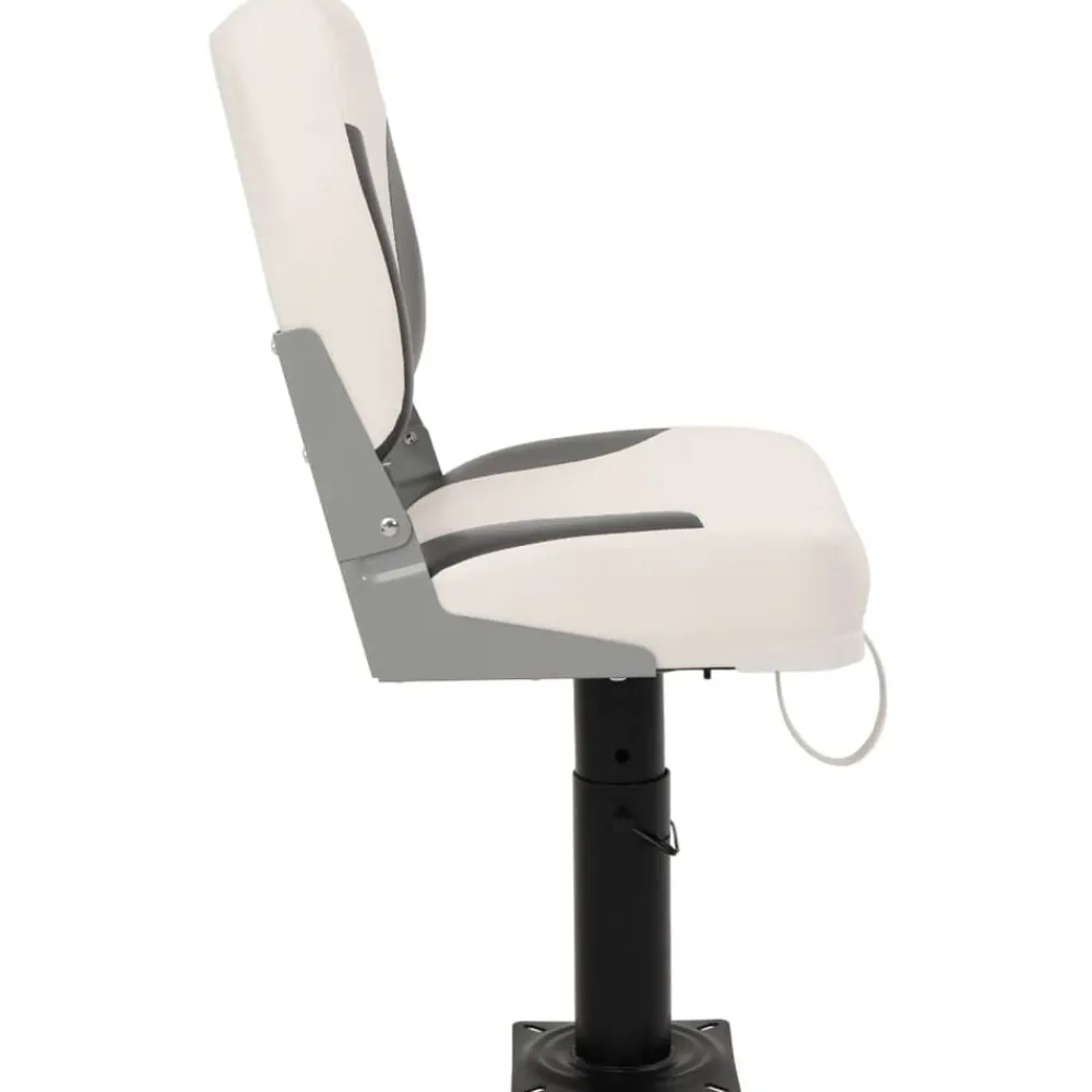 vidaXL Asiento de barco con pedestal altura ajustable 360° giratorio Blanco y negro Online