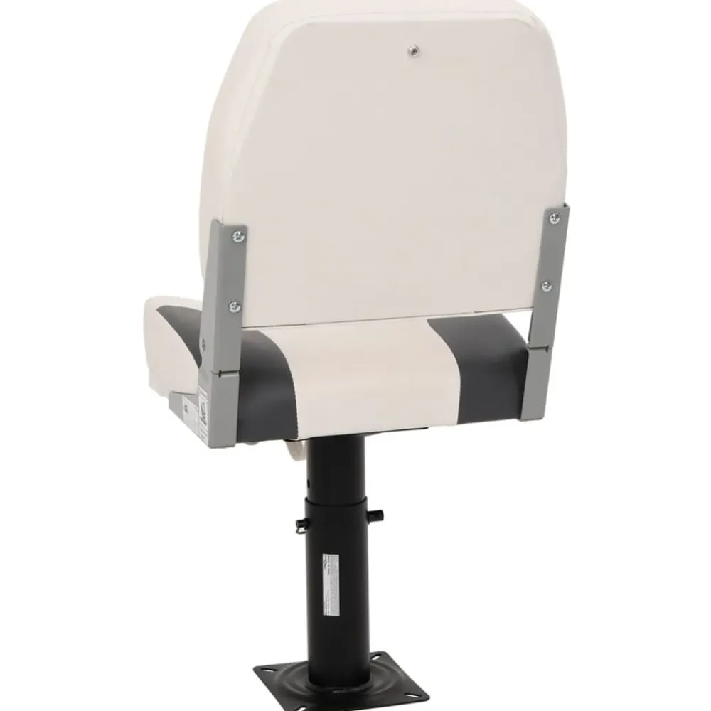 vidaXL Asiento de barco con pedestal altura ajustable 360° giratorio Blanco y negro Online