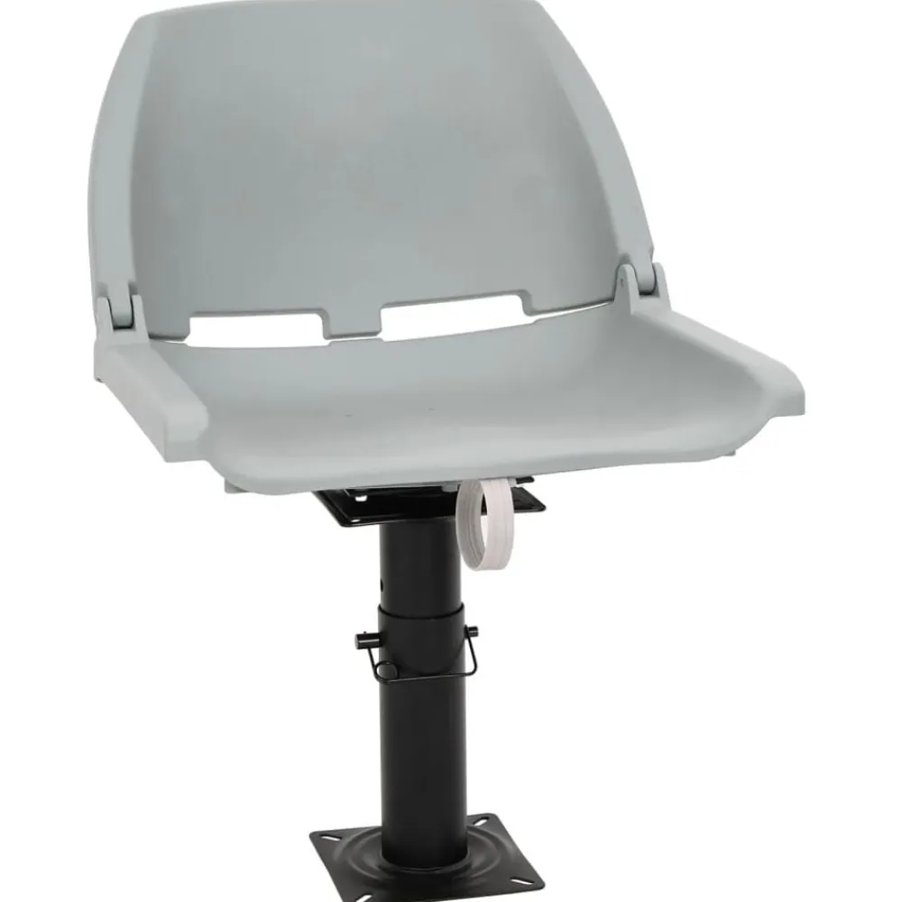 vidaXL Asiento de barco con pedestal altura ajustable 360° giratorio Gris Clearance