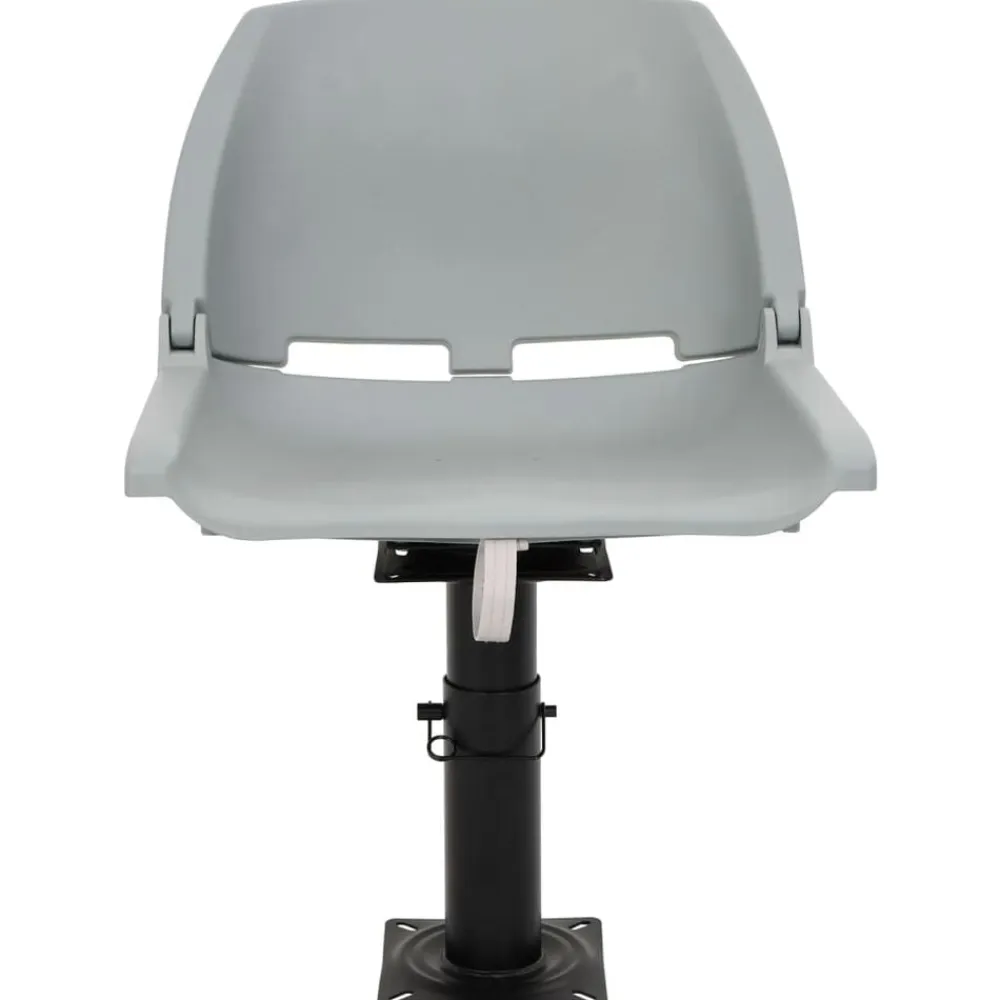 vidaXL Asiento de barco con pedestal altura ajustable 360° giratorio Gris Clearance